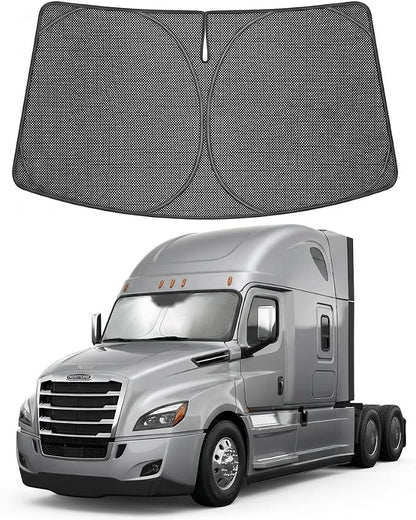Proadsy Windshield Sun Shade Custom Fit Freightliner Cascadia 2018-2026 Ice Crystal Black Front Window Sunshade UV and Heat Blocker Foldable Visor Keeps Car Cooler for Summer Parking and Daily Use