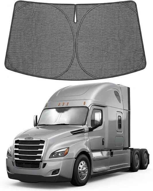 Proadsy Windshield Sun Shade Custom Fit Freightliner Cascadia 2018-2026 Ice Crystal Black Front Window Sunshade UV and Heat Blocker Foldable Visor Keeps Car Cooler for Summer Parking and Daily Use