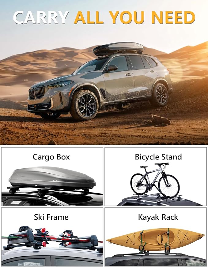 Tuyoung 300lbs Lockable Roof Rack Cross Bars Compatible with BMW X5 G05 2019-2026, Heavy Duty Aluminum Roof Rails Crossbars Bike Kayak Snowboard Rooftop Cargo Carrier SUV Luggage Accessories
