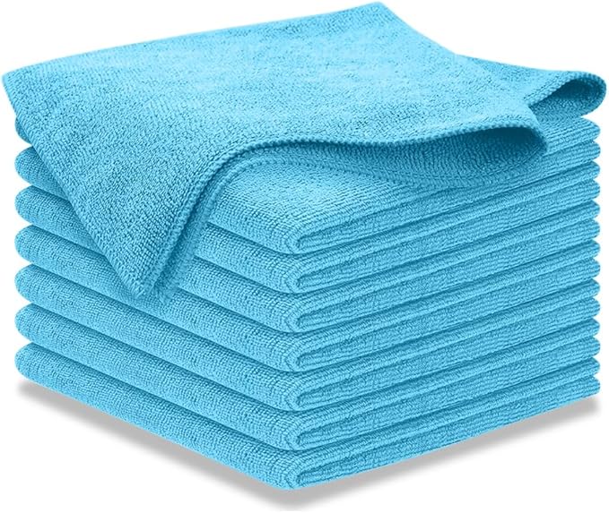 USANOOKS Microfiber Cleaning Cloth - Turq - 8Pcs (12.5x12.5 inch) High Performance - 1200 Washes, Ultra Absorbent Car Towel Traps Grime & Liquid for Streak-Free Mirror Shine - car Washing Cloth