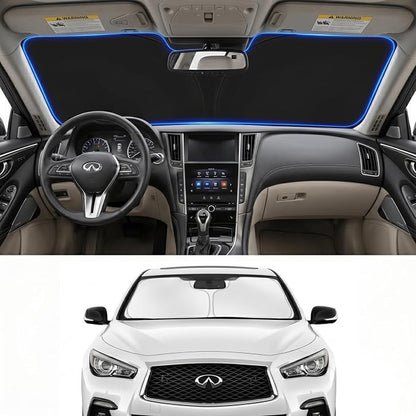 Custom Fit Windshield Sun Shade for Infiniti Q50 2014-2026 | Custom Fit Windshield Cover, Blocks UV Rays, Double-Layer Heat Shield, Durable Frame, Easy Fold & Storage
