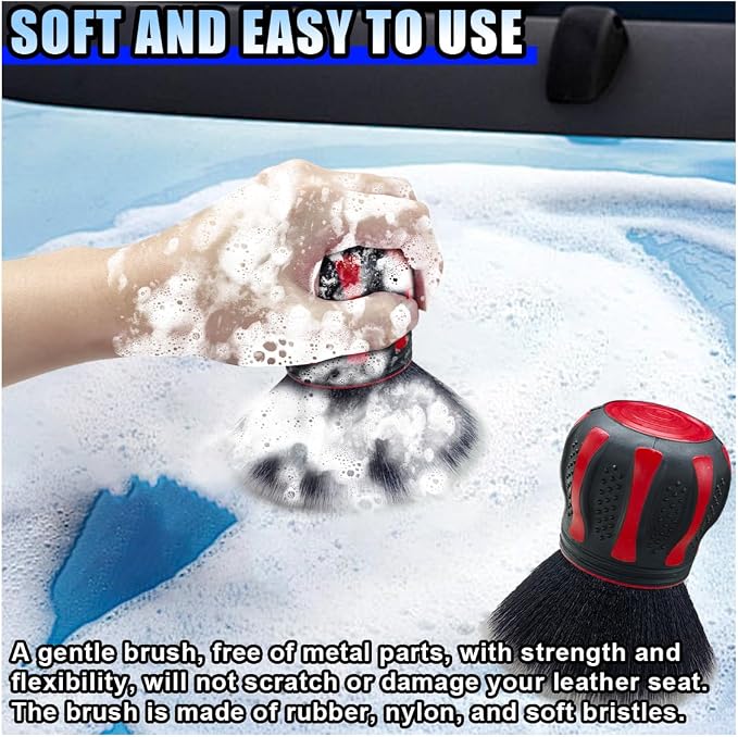 BDZMC Car Detailing Brush, Ultra Soft Bristles XL Synthetic Brush, Auto Interior Dusting Brush with Storage Rack, Car Cleaning Tool for Vehicle Air Conditioner Vents, Dashboard, Leather