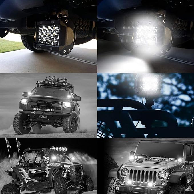 Willpower 2 Pcs 4 inch 36W Triple Row Flood Spot Beam Led Bar Driving Boat Off Road Lights for Jeep SUV Truck ATVs