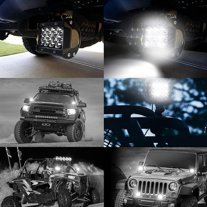 Willpower 2 Pcs 4 inch 36W Triple Row Flood Spot Beam Led Bar Driving Boat Off Road Lights for Jeep SUV Truck ATVs