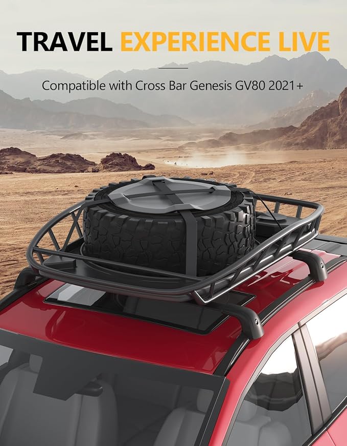Tuyoung 300lbs Lockable Roof Rack Cross Bars Compatible with Genesis GV80 2021-2026, Heavy Duty Anti-Theft Aluminum Roof Rails Crossbars Cargo Carrier Bag Black Bike
