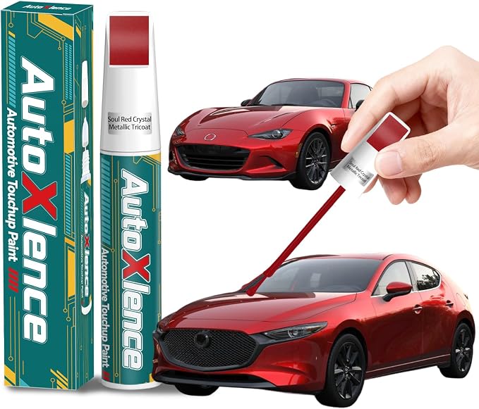 Soul Red Crystal Metallic Tricoat(46V) Touch Up Paint Compatible with Mazda Car Paint Pen Scratch Repair Automotive Scratch Remover Fix Exact Color Match