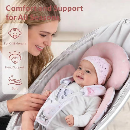 Generic Infant Car Seat Insert Compatible with Mamaroo Swing & Graco Swing and Infant Car Seat, Newborn Insert Baby Head Body Support, Reversible Design, Breathable Soft Fabric, 1Pcs - Pink Floral