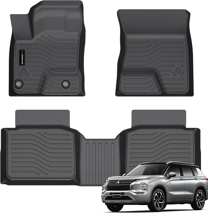 Auxko All Weather Floor Mats Fit for Mitsubishi Outlander PHEV 2026-2023 TPE Rubber Liners Outlander PHEV Accessories All Season Guard Odorless Anti-Slip Floor Mats