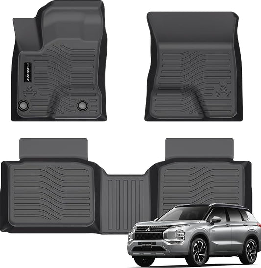 Auxko All Weather Floor Mats Fit for Mitsubishi Outlander PHEV 2026-2023 TPE Rubber Liners Outlander PHEV Accessories All Season Guard Odorless Anti-Slip Floor Mats