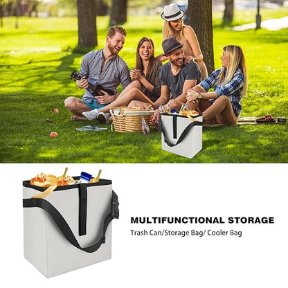 Homelove Car Trash Can, Leak-Proof Waterproof Trash Bin Collapsible Portable Auto Garbage Bag Large Capacity Trashcan Storage Bag Multipurpose Car Organizer Hanging (White)