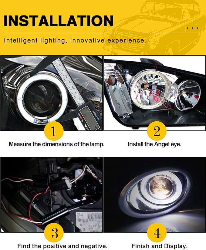 Qasim 1-Pair White 110MM 81SMD COB LED Halo Ring Angel Eyes with lampshade Cover 12V 24V Led DRL Fog Light