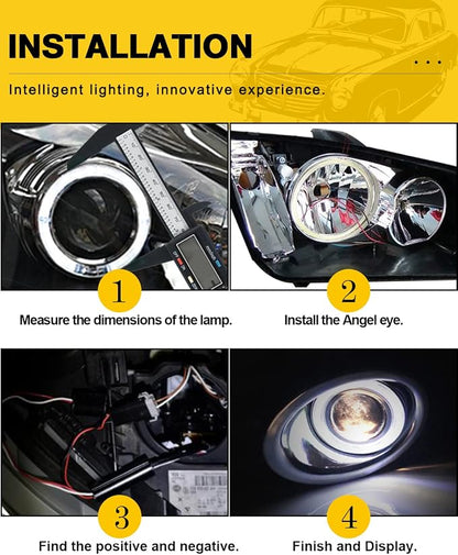 Qasim 1-Pair White 110MM 81SMD COB LED Halo Ring Angel Eyes with lampshade Cover 12V 24V Led DRL Fog Light