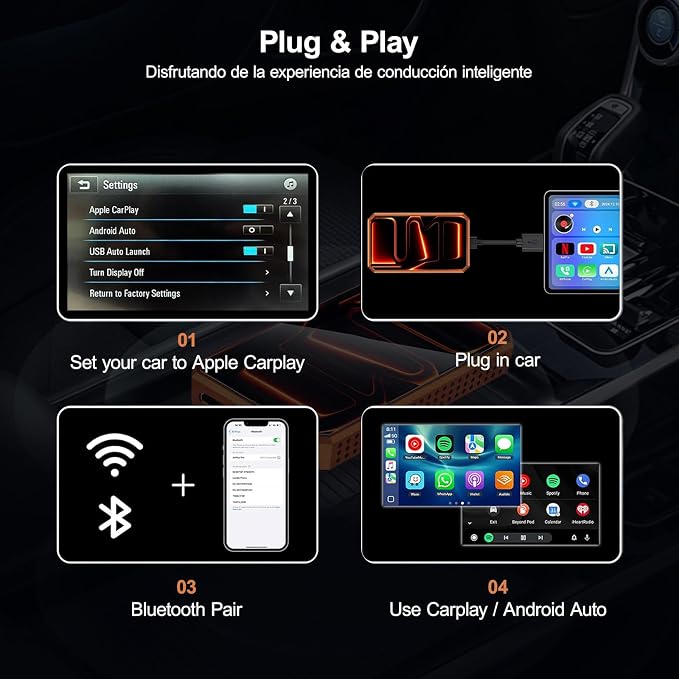 Wireless CarPlay Android Auto Adapter with HDMI & USB Port, Magic AI Box Built-in Play Store YouTube, TikTok, and Screen Mirroring, Plug and Play Wireless CarPlay Converter