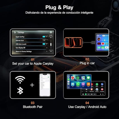 Wireless CarPlay Android Auto Adapter with HDMI & USB Port, Magic AI Box Built-in Play Store YouTube, TikTok, and Screen Mirroring, Plug and Play Wireless CarPlay Converter
