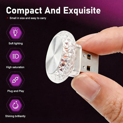 1 PCS Mini USB LED Car Interior Light, Plug & Play Compact Atmosphere Lamp, Personalized Automotive Interior Ambient Light Decor, Universal for Most Cars (Purple)