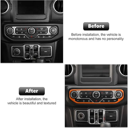 RT-TCZ Air Conditioning Dashboard Center Console Control Trim Panel Cover Interior Accessories Decoration Trim Kit for Jeep Wrangler JL JLU & Gladiator JT 2018-2022,Orange
