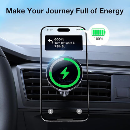 Coolpow for Magsafe Car Mount Charger【100% Stable】15W Magsafe Car Charger Magnetic Phone Holders for Your Car Accessories for Women Men Car Phone Holder Wireless Car Charger for iPhone 17 16 15 14 13