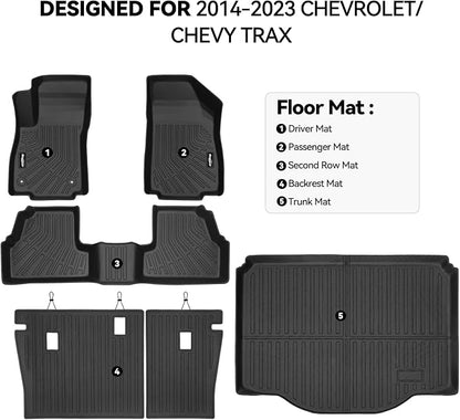 Floor Mats for Chevrolet/Chevy Trax 2014-2023, Trunk Mat and Backrest Mat All Weather TPE Protector for Chevy Trax Accessories