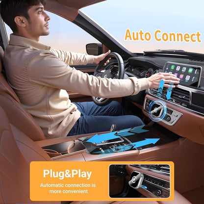 2-in-1 Wireless CarPlay Adapter - Fast Auto-Connect, Stable Connection, Plug & Play Adapter for iPhone & Android Auto Compatible Cars (Silver)