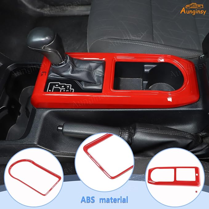 Aunginsy Car Gear Shift Panel Cover Cup Holder Trim Kit Compatible with Toyota Tacoma 2016-2023 Center Console Gear Shifter Cupholder Panel Decorative Frame Protection Ring ABS Interior Accessories