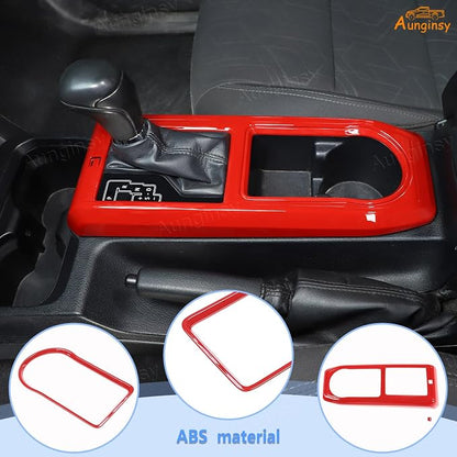 Aunginsy Car Gear Shift Panel Cover Cup Holder Trim Kit Compatible with Toyota Tacoma 2016-2023 Center Console Gear Shifter Cupholder Panel Decorative Frame Protection Ring ABS Interior Accessories