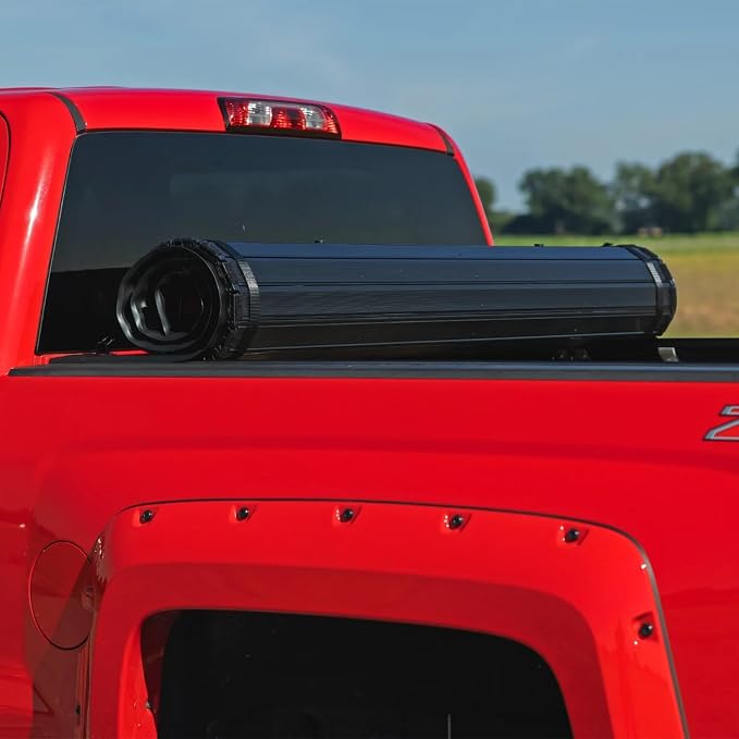 Rough Country Hard Roll-Up Tonneau Cover for Chevy Silverado & GMC Sierra 1500 (2014-2018) - Aluminum Truck Bed Cover, Fits 5'9 Bed
