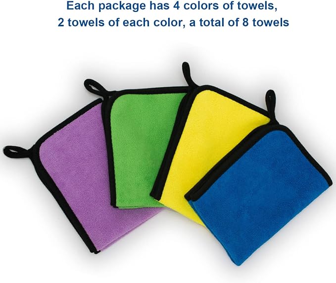 Microfiber Cleaning Cloth for Cars - 8 Pack (15.8"x11.8") Microfiber Towels 500 GSM for Cars Ultra Absorbent & Soft | Multi-Color Lint Free Rags for Car Motor Cleaning Detailing Polishing Drying
