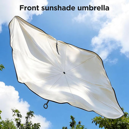 2026 for Tesla Model Y Model 3 Windshield Sun Shade Umbrella [7-Layer Vinyl Coating Heat Shield] Foldable Front Window Sunshade Umbrella Protect Interior from UV Keep Car Cooler(56" x 35")
