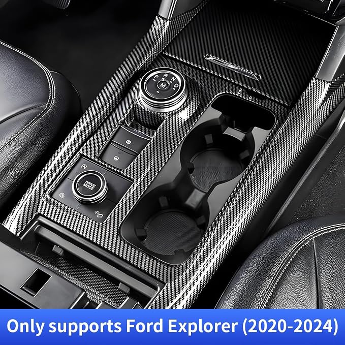 Car Center Console Gear Shift Panel Trim Cover for Ford Explorer 2020 2021 2022 2023 2024 Auto Interior Decorations Accessories Central Control Protection Frame Carbon Fiber Style Kit