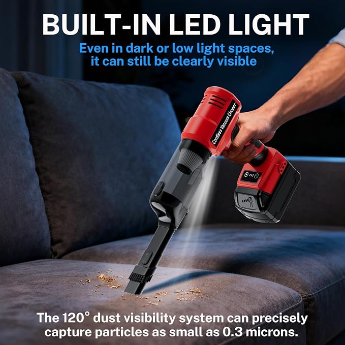 YEX-BUR Cordless Handheld Vacuum for Milwaukee 18V Battery(Tool Only), 240W Powerful Car Vacuum with Brushless Motor, 3-Speed, 5 Filters, Portable Vacuum Cleaner for Home Office Car Pet