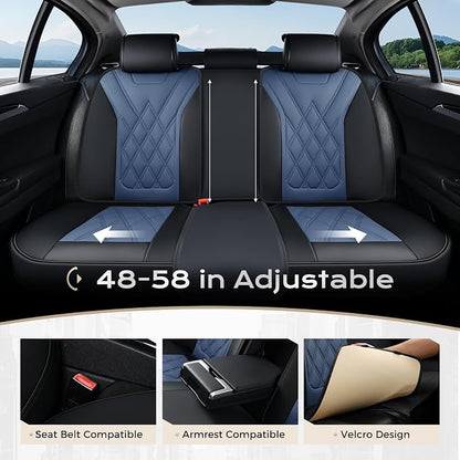 Coverado Car Seat Covers Full Set, Seat Covers for Cars, Front Seat Covers and Back Seat Cover Waterproof Leather Automotive Seat Cover, Universal Car Interior Protectors Cushion for Most Cars