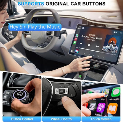 Mini Wireless CarPlay & Android Auto Adapter - Stable Fast Connection for iPhone/Android - Convert Factory Wired to Wireless for Cars 2016+