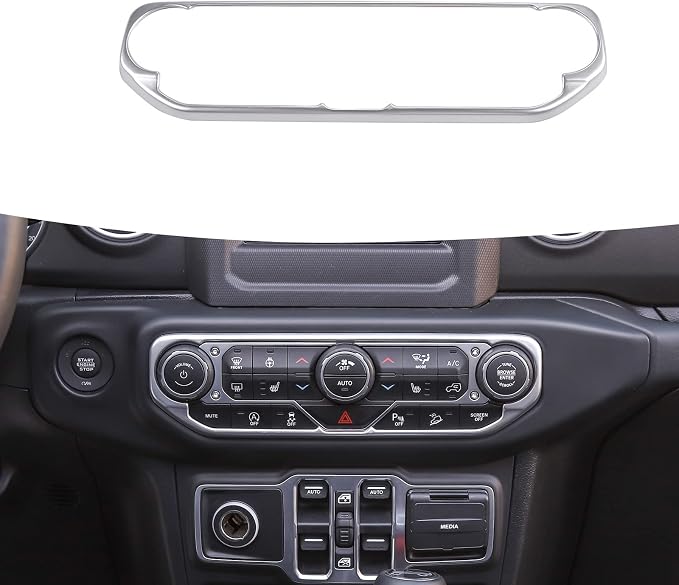 RT-TCZ Air Conditioning Dashboard Center Console Control Trim Panel Cover Interior Accessories Decoration Trim Kit for 2018-2022 Jeep Wrangler JL JLU & Jeep Gladiator JT (Silver)