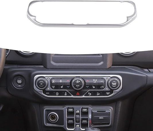 RT-TCZ Air Conditioning Dashboard Center Console Control Trim Panel Cover Interior Accessories Decoration Trim Kit for 2018-2022 Jeep Wrangler JL JLU & Jeep Gladiator JT (Silver)
