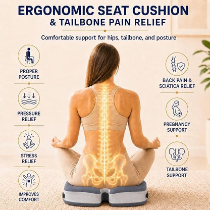 Seat Cushions for Office Chairs Wheelchair Cushion for Long Sitting Back Pain，Memory Foam Seat Car Computer Desk Chair Cushion，Coccyx Cushion for Tailbone Pain Relief Cushion Office Chair Butt Pillow
