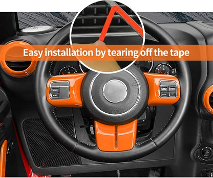 18PCS Full Set Interior Trim Kit for Jeep Wrangler JK JKU 2011-2018 4 Door,Center Console Door Handle Side Outlet Cup Holder Gear Cover Trim (Orange)