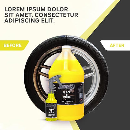 LANE'S Black and White Tire Cleaner- Tire Cleaner, Cleaning Tire Spray, Strong Tire Cleaner - Formulated Cleaning Strength, Restores Rubber to Black, Fast Acting Tire Cleaner- 1 Gallon