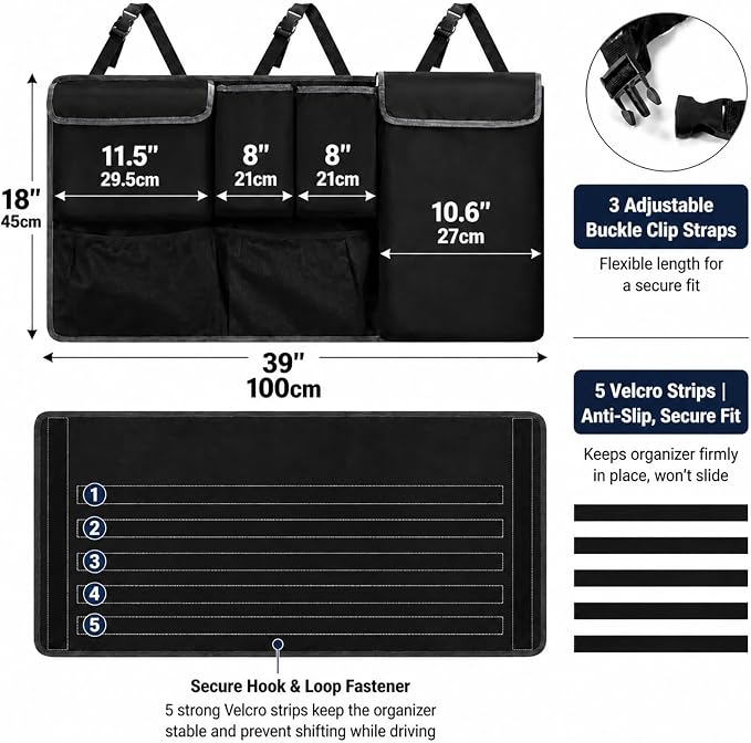 Car Trunk Organizer Storage Backseat Hanging Organizer Bag for Nissan Rogue/Rogue Sport S SV SL Platinum Rock Creek Midnight Edition SUV Accessories 2021-2025