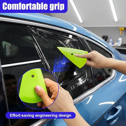 2PCS Triangle Squeegee Car Tint Squeegee, Go Corner Contour Vinyl Wrap Scraper, Fine-Edge Window Tint Tool for PPF Vinyl Wrap, Wallpaper, Decal Sticker Installation(Green)