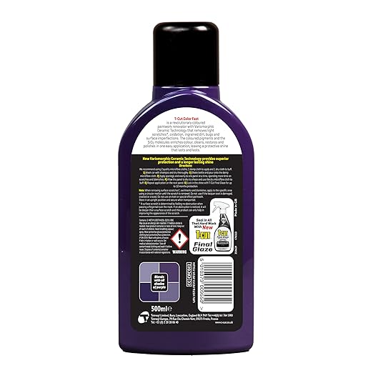 T-Cut Color Fast 3-in-1 Paint Restorer, Purple - Scratch Remover, Ceramic Car Wax & Color Enhancer - Removes Swirls & Oxidation, 17 oz