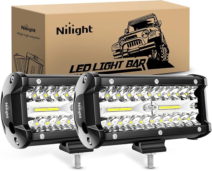Nilight 18022C-B 6.5Inch 2PCS 6.5 Inch 120W Spot & Flood Combo Bar Driving Waterproof Led Work Light Triple Rows Off-Road Truck Car ATV SUV Jeep Cabin Boat, 2 Years Warranty (Pack of 12)