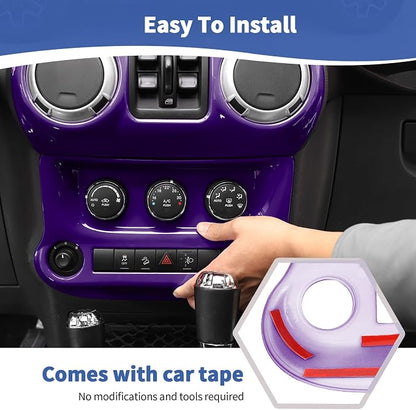 RT-TCZ for Jeep JK Purple Dash Accents Radio A/C Controls Cover Trim for Jeep Wrangler JK JKU 2011-2017 ABS Interior Accessories 2pcs