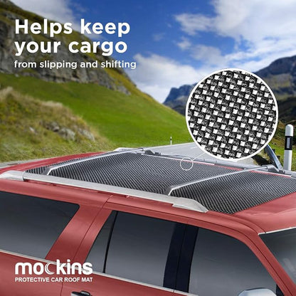 Mockins 51" x 39" Customizable Anti Slip Mat for Car Rooftop Bag | Soft Roof Rack Pads | Cargo Mats for Back of SUV Truck & Van | Scratch-Resistant Car Roof Mat to Keep Cargo from Slipping