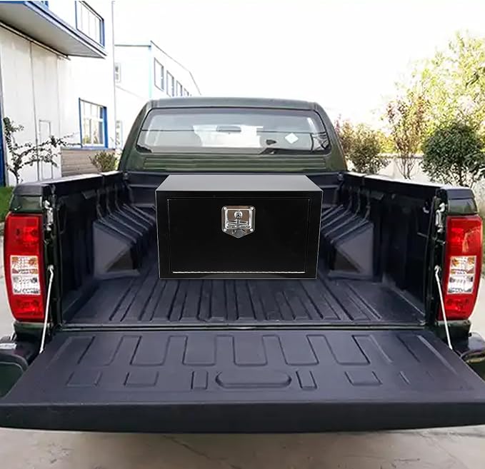 24 Inch Underbody Truck Tool Box with T-Handle Lock,Heavy Duty Truck Storage Organizer Tool Box Chest For Storage Smooth Surface Waterproof, 24"x 12"x 14" inch Black