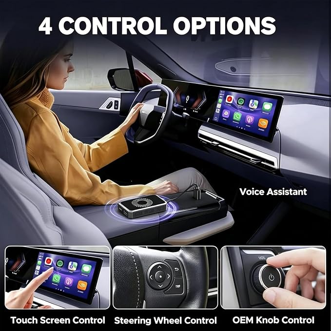 3-in-1 Wireless CarPlay & Android Auto Adapter Magic Video Box Stream Netflix YouTube TikTok with USB Drive Plug Play for Wired CarPlay Android Auto Cars
