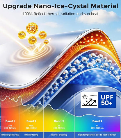 DMJN Front Windshield Sun Shade for Che-vrolet/Chevy Silverado(2019-2026),[Nano Ice-Crystal Coatings] UPF50+ Heat & UV Block, Protect Car Interior & Keep Cool, Flodable Steel-Ring Car Cover for Summer