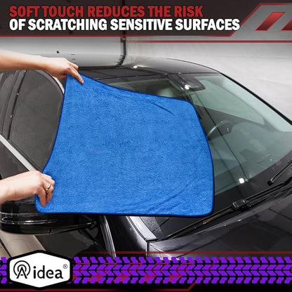 AIDEA Microfiber Towels for Cars-2PK, Large Professional Car Drying Towel, Scratch-Free & Absorbent Drying Towel for Cars, SUVs, RVs, Trucks, and Boats, 24inx 31in, Blue (Pack of 2)