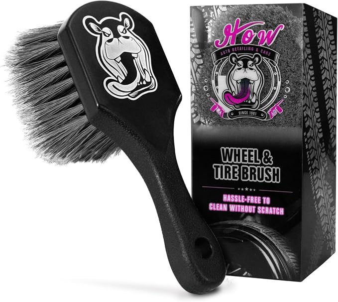 H.O.W Tire Cleaning Brush,Wheelie All Exterior Surface and Wheel Brush (Safe for Cars, Trucks, SUVs, RVs, Motorcycles, & More)