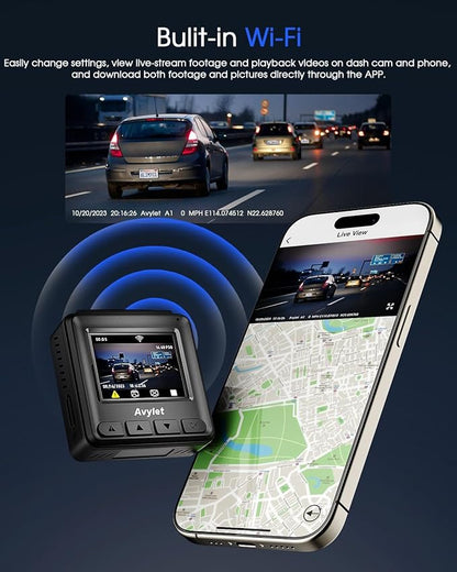 Dash Cam 2K, WiFi Dashcams with APP, External GPS, 1.5'' IPS Screen, Front Dash Camera for Cars, Mini Car Camera, WDR Night Vision, 24H Parking Monitor, Loop Recording, G-Sensor