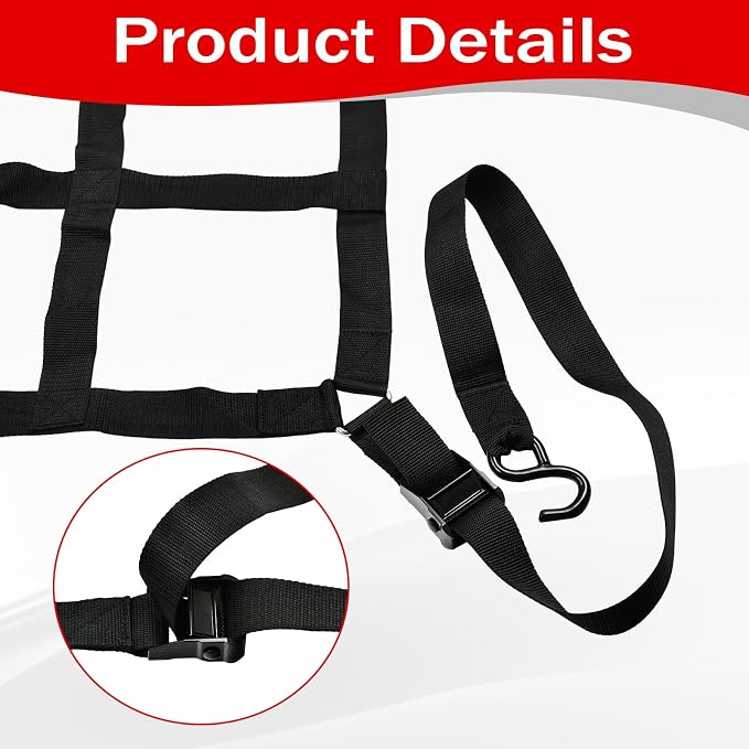Heavy Duty 66" x 50" Truck Bed Cargo Net with Adjustable Cam Buckles & S-Hooks,5.5' x 4.17' Cargo Net with 1100LBS Capacity for Pickup Truck Bed Trailer SUV Jeeps